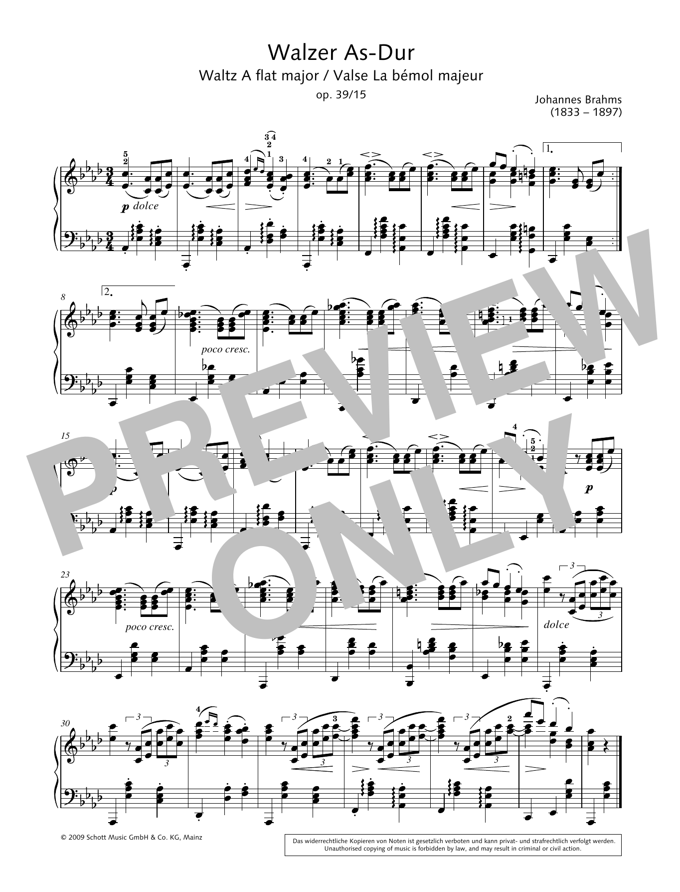 Hans-Gunter Heumann Waltz A-flat major Sheet Music Notes & Chords for Piano Solo - Download or Print PDF