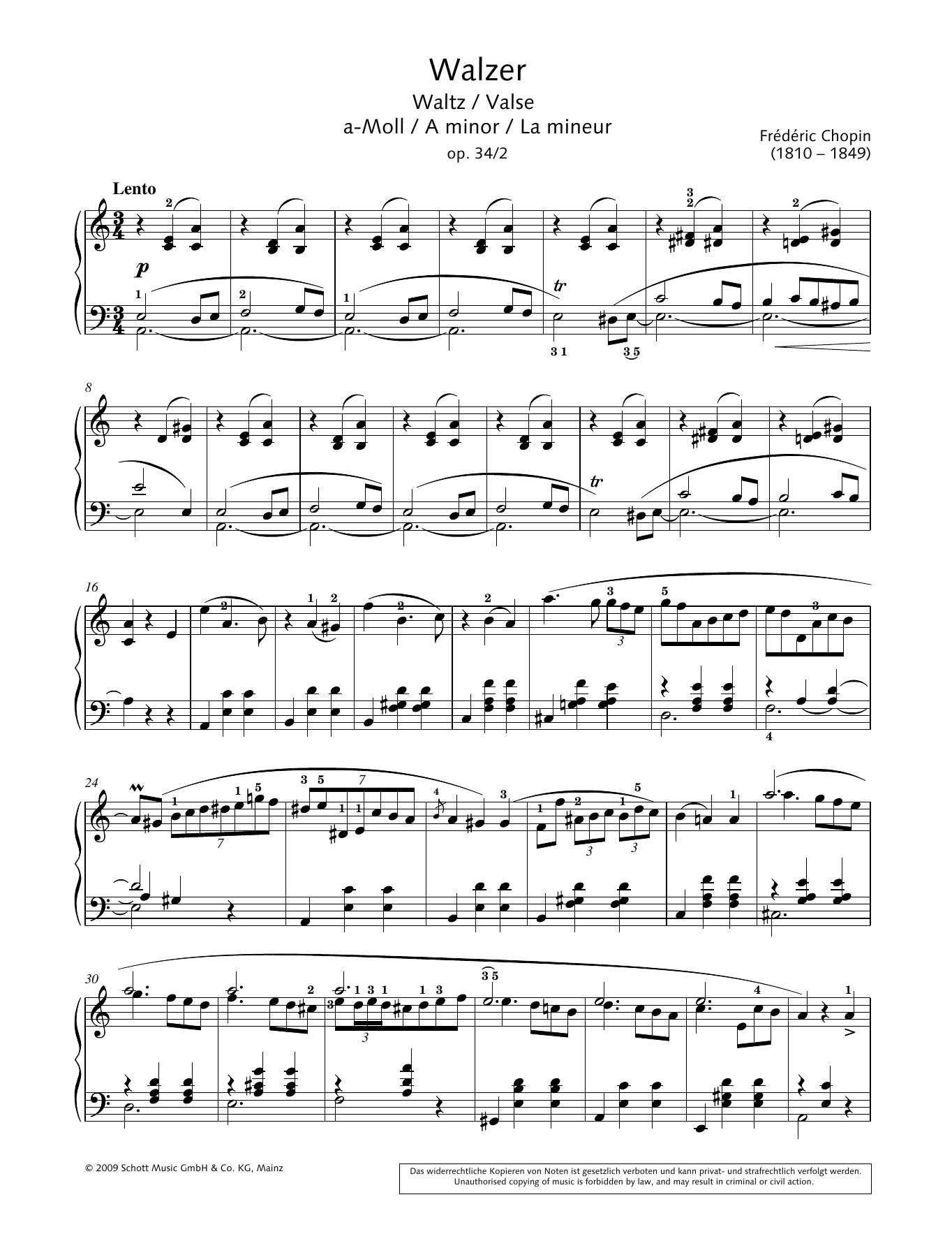 Hans-Gunter Heumann Waltz in A minor Sheet Music Notes & Chords for Piano Solo - Download or Print PDF
