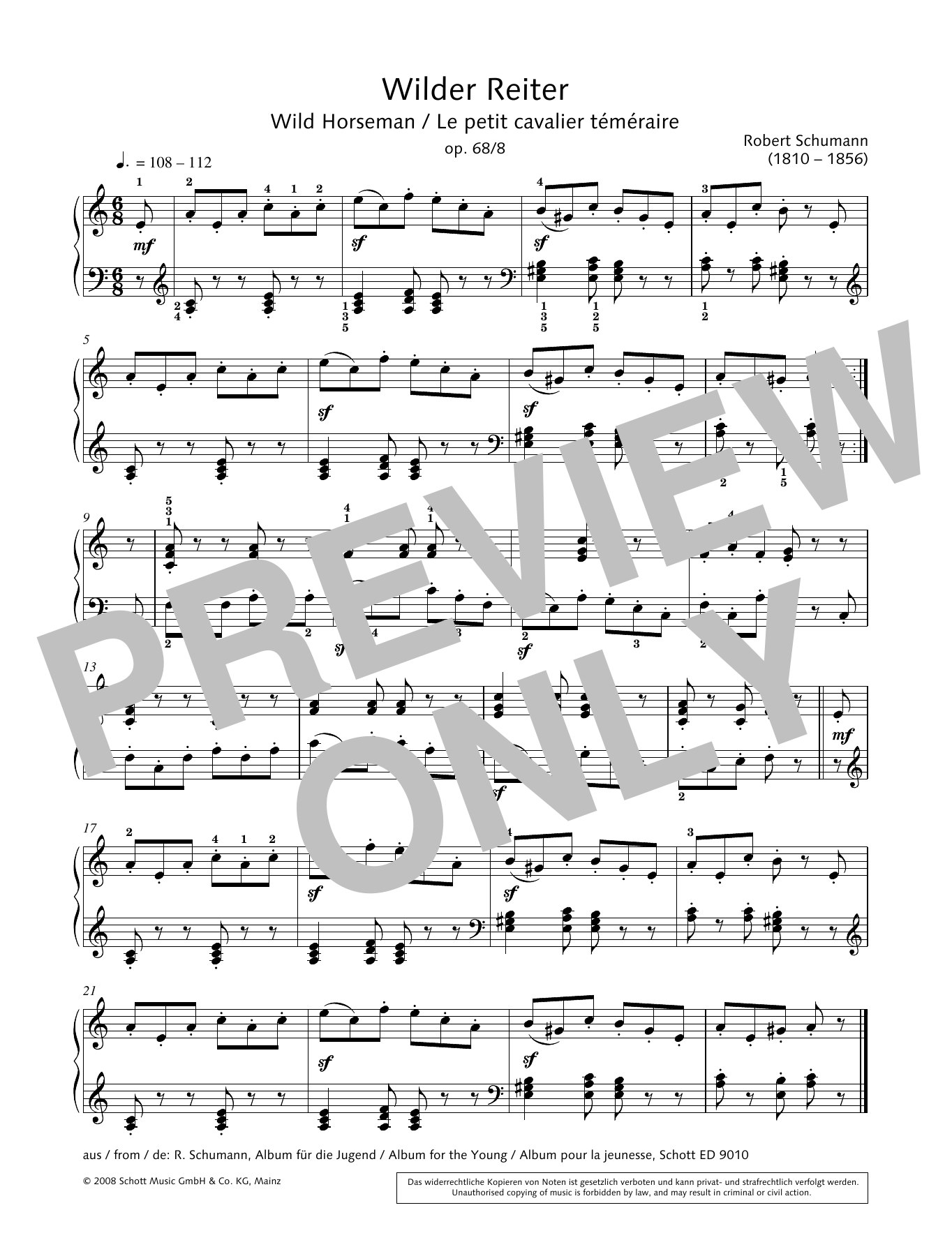 Hans-Gunter Heumann Wild Horseman Sheet Music Notes & Chords for Piano Solo - Download or Print PDF