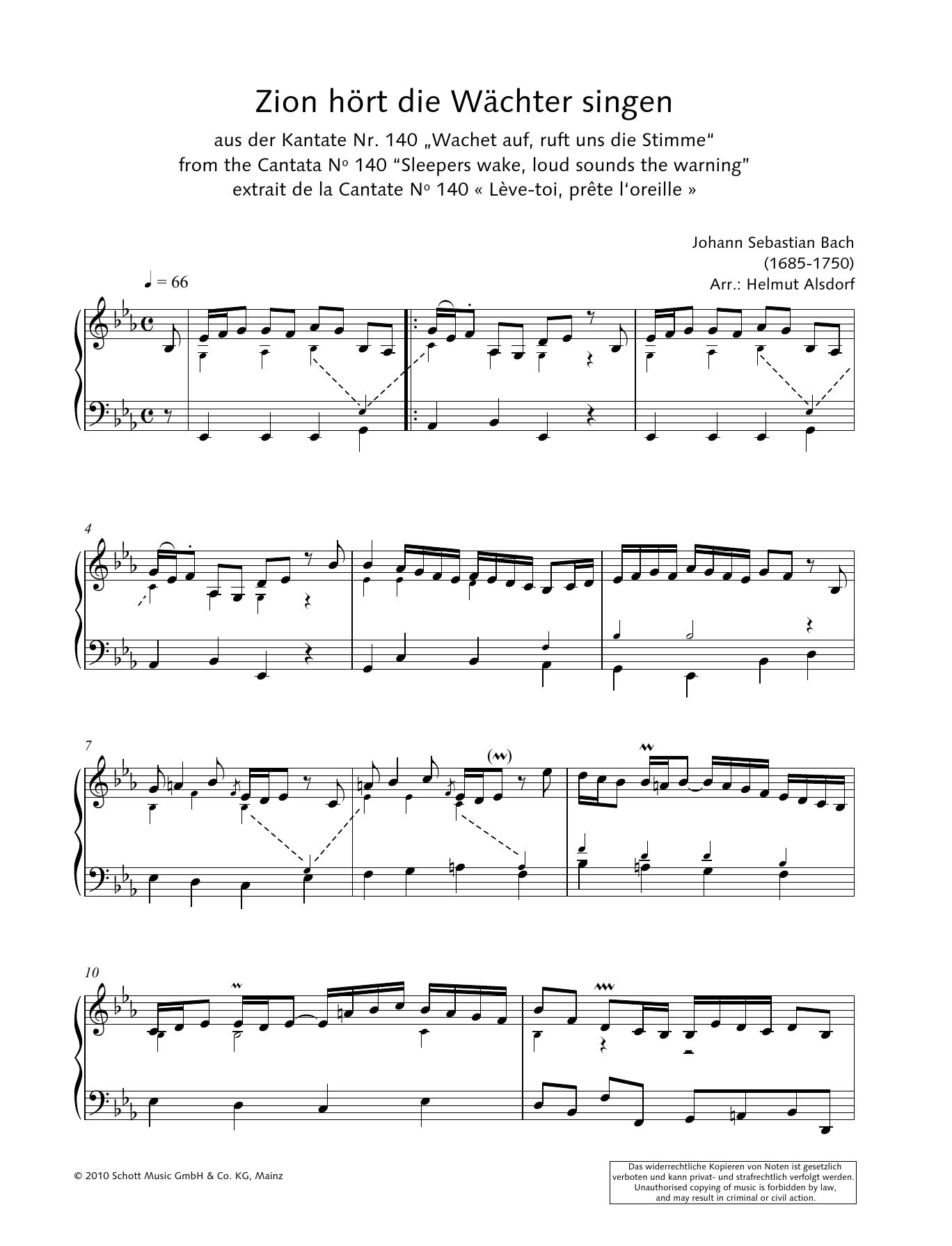 Hans-Gunter Heumann Zion hört die Wächter singen Sheet Music Notes & Chords for Piano Solo - Download or Print PDF