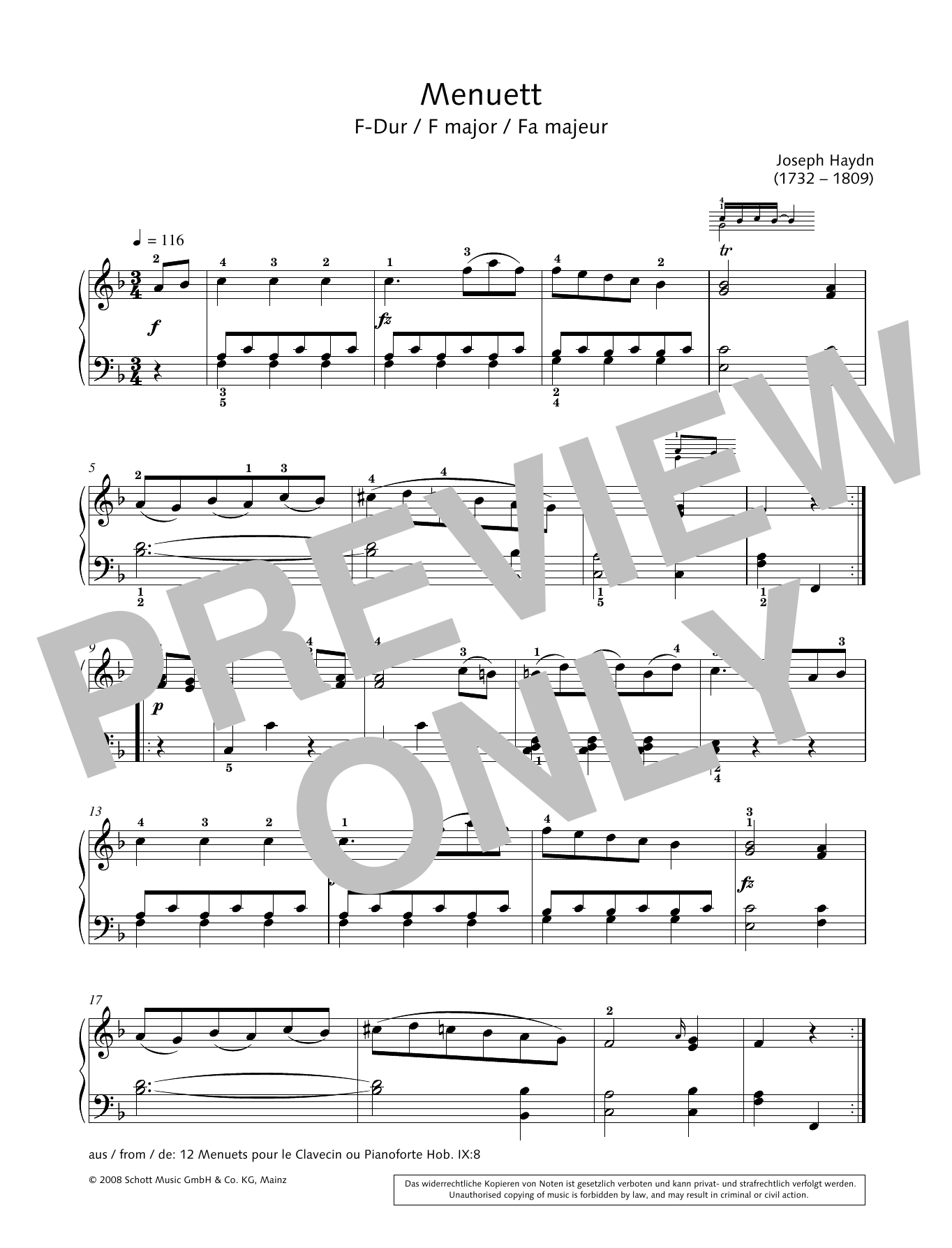 Preview Hans-Gunter Heumann Minuet in F major Classical sheet music, notes and chords for Piano Solo, SKU: 362284 Minuet in F major sheet music