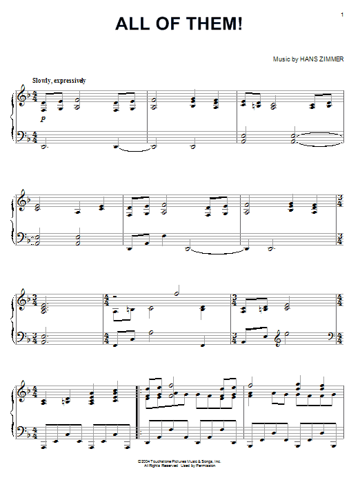 Hans Zimmer All Of Them! (from King Arthur) Sheet Music Notes & Chords for Piano - Download or Print PDF