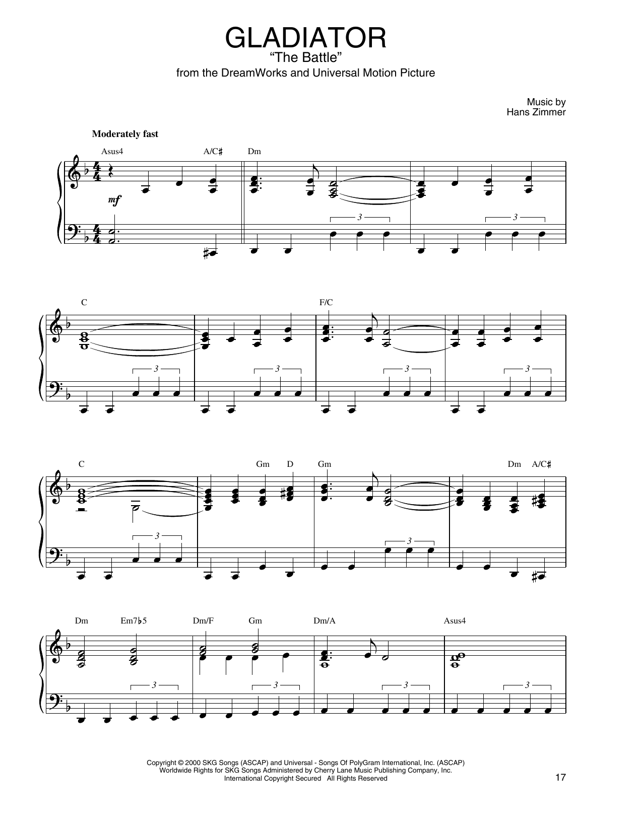 Hans Zimmer and Lisa Gerrard The Battle (from Gladiator) Sheet Music Notes & Chords for Piano Solo - Download or Print PDF