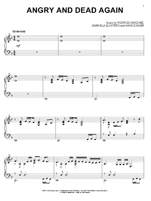 Hans Zimmer Angry And Dead Again Sheet Music Notes & Chords for Easy Piano - Download or Print PDF