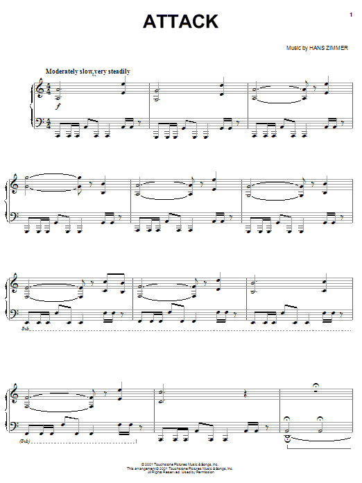 Hans Zimmer Attack Sheet Music Notes & Chords for Piano - Download or Print PDF