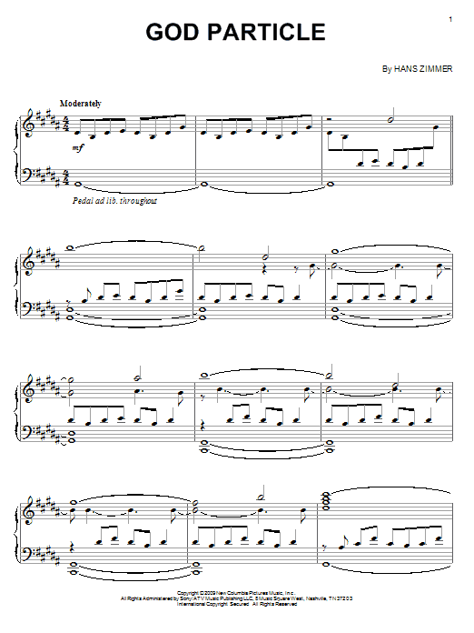 Hans Zimmer God Particle Sheet Music Notes & Chords for Piano - Download or Print PDF