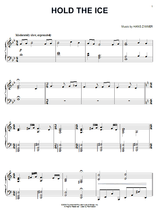 Hans Zimmer Hold The Ice (from King Arthur) Sheet Music Notes & Chords for Piano - Download or Print PDF