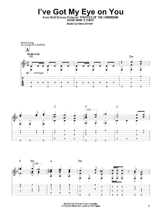 Hans Zimmer I've Got My Eye On You Sheet Music Notes & Chords for Easy Guitar Tab - Download or Print PDF