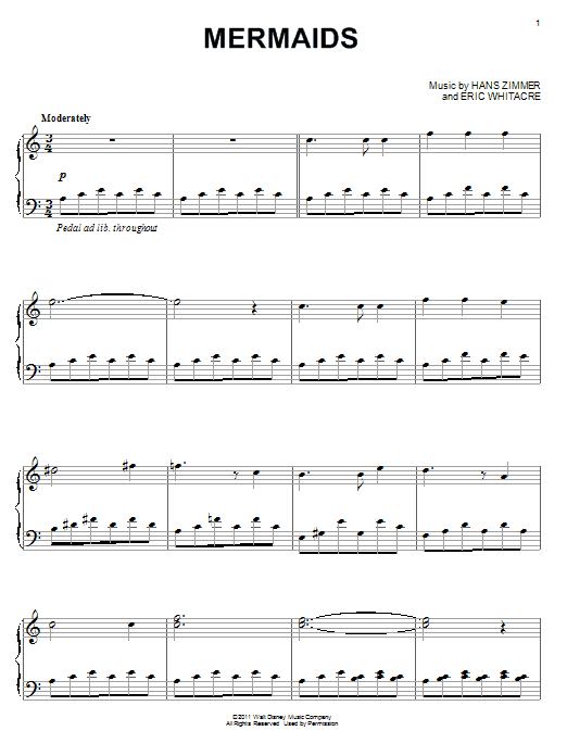 Hans Zimmer Mermaids Sheet Music Notes & Chords for Easy Guitar Tab - Download or Print PDF