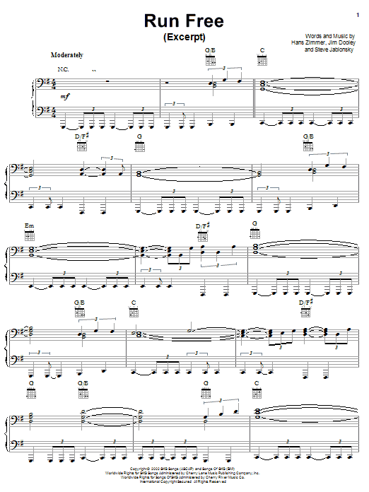 Hans Zimmer Run Free Sheet Music Notes & Chords for Piano, Vocal & Guitar (Right-Hand Melody) - Download or Print PDF Hans Zimmer Run Free Sheet Music Notes & Chords for Piano, Vocal & Guitar (Right-Hand Melody) - Download or Print PDF