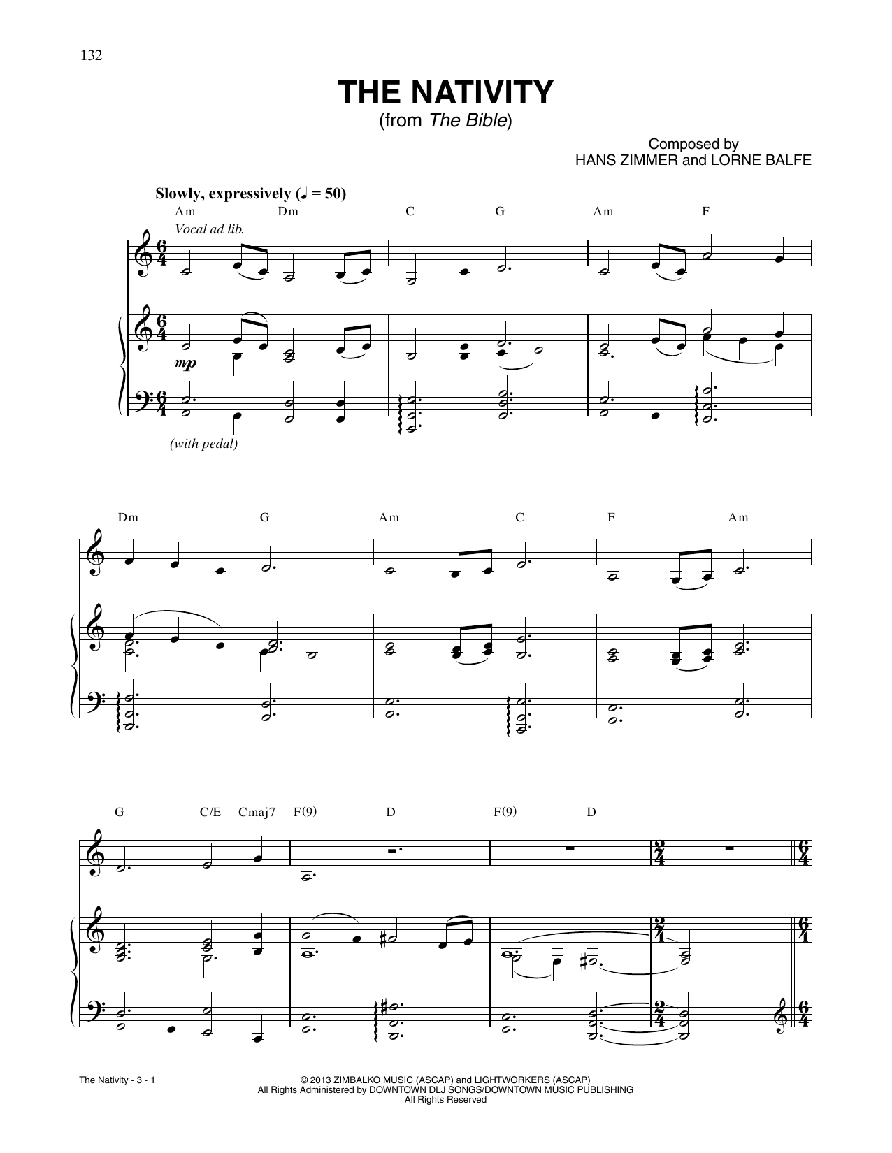 Hans Zimmer The Nativity (from The Bible) Sheet Music Notes & Chords for Piano Solo - Download or Print PDF