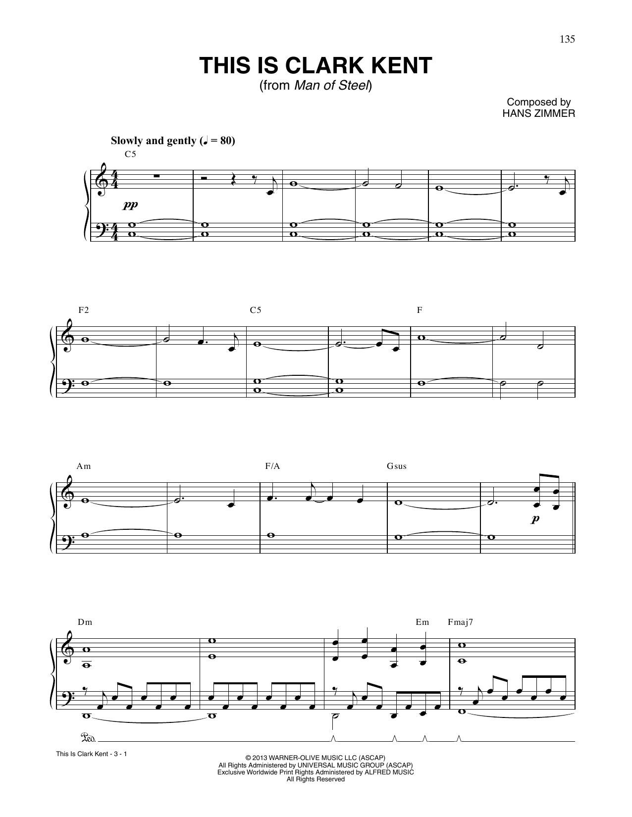 Hans Zimmer This Is Clark Kent (from Man Of Steel) Sheet Music Notes & Chords for Piano Solo - Download or Print PDF