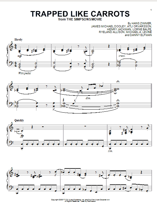 Hans Zimmer Trapped Like Carrots Sheet Music Notes & Chords for Piano - Download or Print PDF