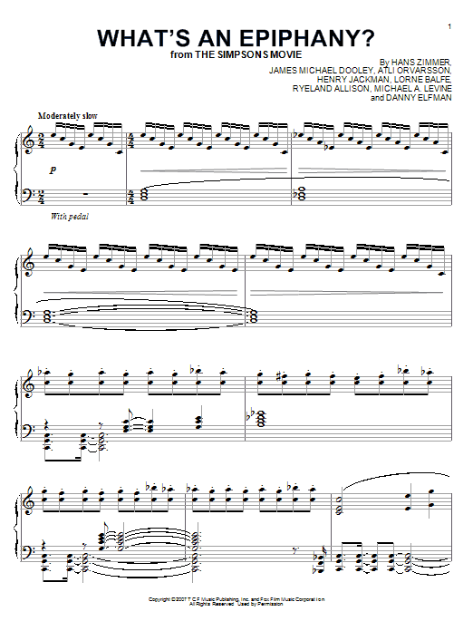 Hans Zimmer What's An Epiphany? Sheet Music Notes & Chords for Piano - Download or Print PDF