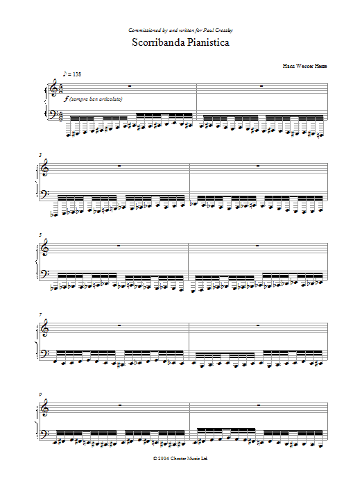 Preview Hans Werner Henze Scorribanda Pianistica Classical sheet music, notes and chords for Piano, SKU: 37395 Scorribanda Pianistica sheet music