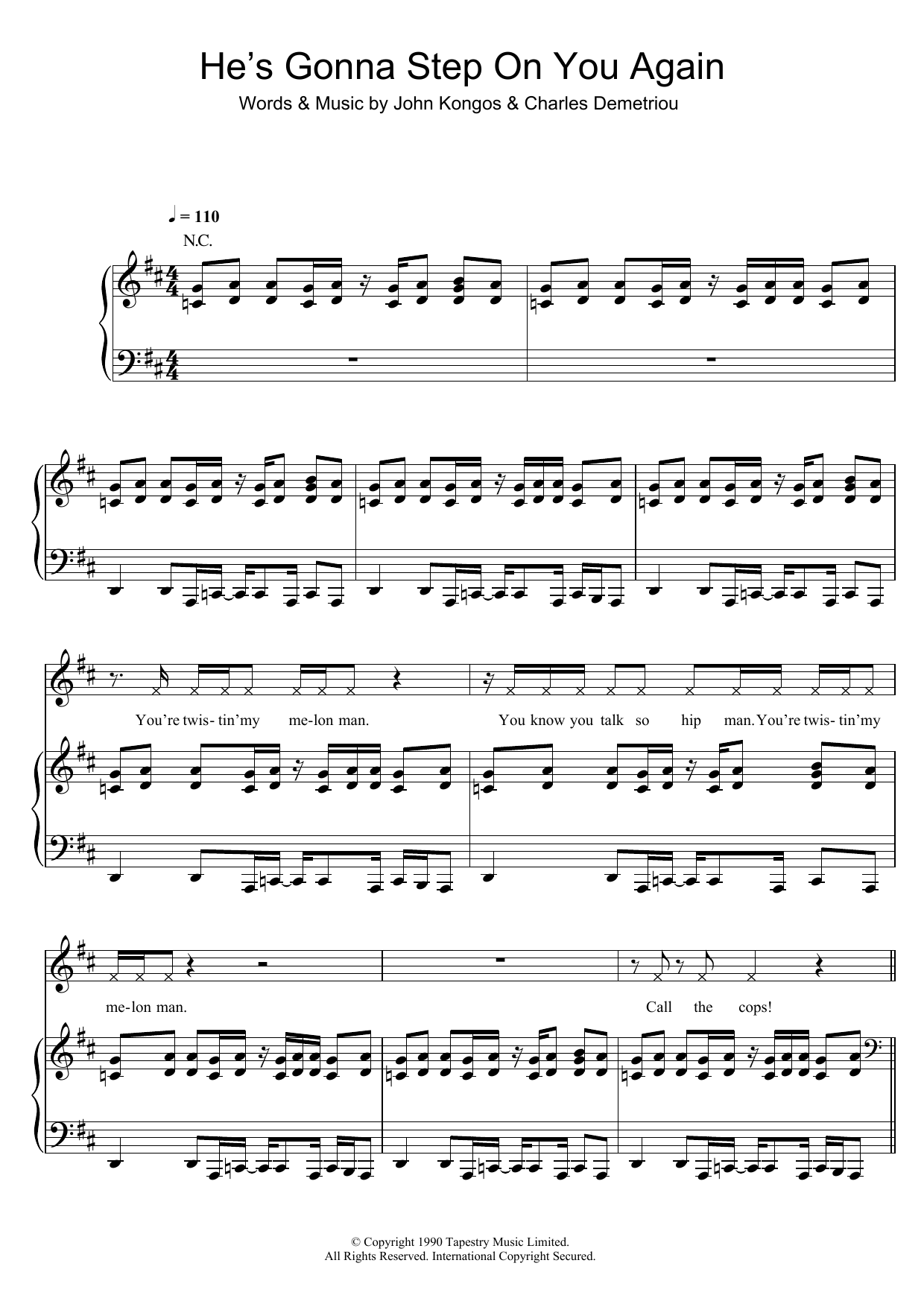 Happy Mondays He's Gonna Step On You Again Sheet Music Notes & Chords for Piano, Vocal & Guitar - Download or Print PDF