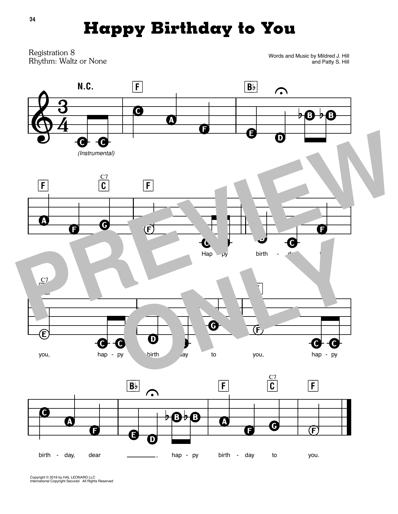 Mildred Patty Hill Happy Birthday To You Sheet Music Download Pdf Score