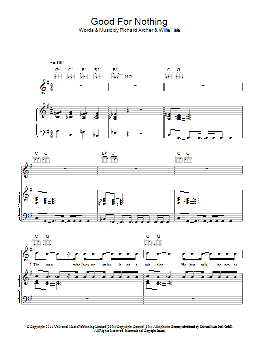 Hard-Fi Good For Nothing Sheet Music Notes & Chords for Piano, Vocal & Guitar (Right-Hand Melody) - Download or Print PDF