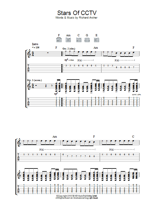 Hard-Fi Stars Of CCTV Sheet Music Notes & Chords for Guitar Tab - Download or Print PDF