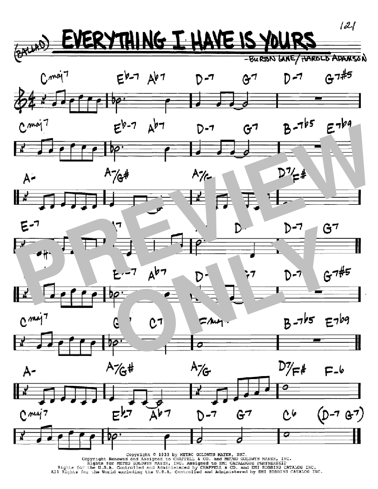 Harold Adamson Everything I Have Is Yours Sheet Music Notes & Chords for Real Book - Melody, Lyrics & Chords - C Instruments - Download or Print PDF