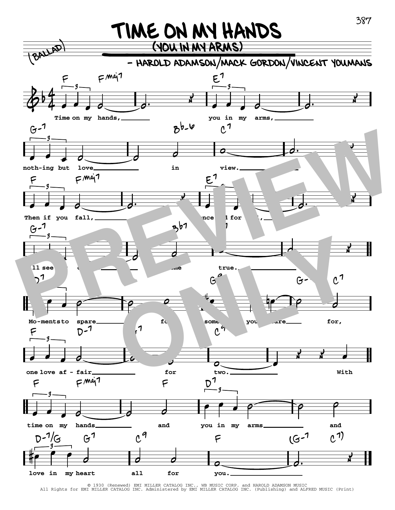 Harold Adamson Time On My Hands (You In My Arms) (High Voice) Sheet Music Notes & Chords for Real Book – Melody, Lyrics & Chords - Download or Print PDF