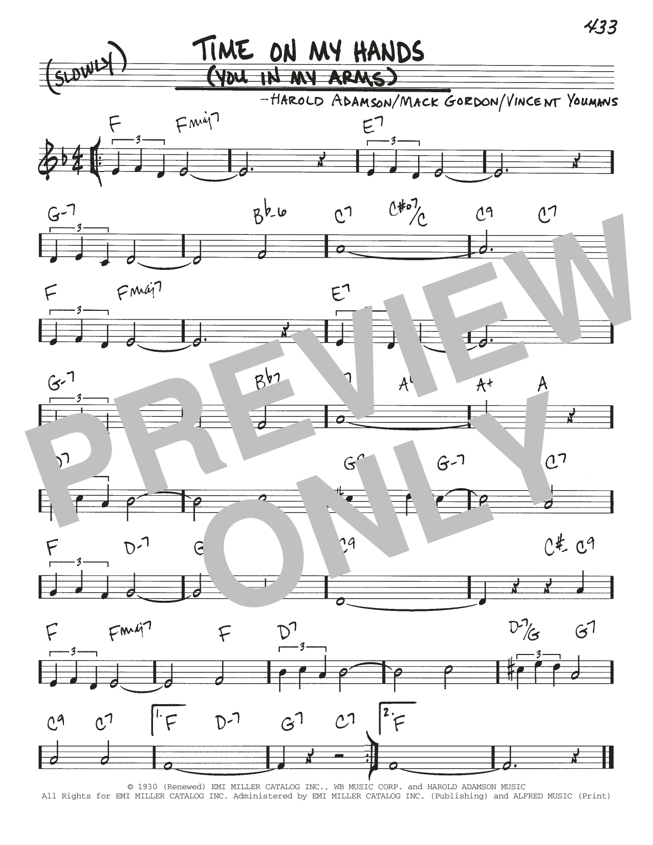 Harold Adamson Time On My Hands (You In My Arms) Sheet Music Notes & Chords for Real Book – Melody & Chords - Download or Print PDF