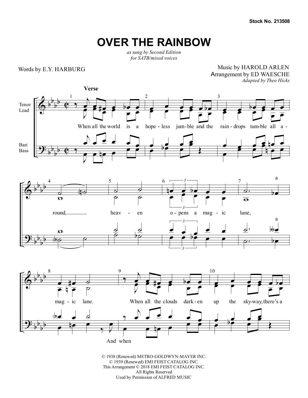 Harold Arlen & E.Y. Harburg Over The Rainbow (arr. Ed Waesche) Sheet Music Notes & Chords for SATB Choir - Download or Print PDF