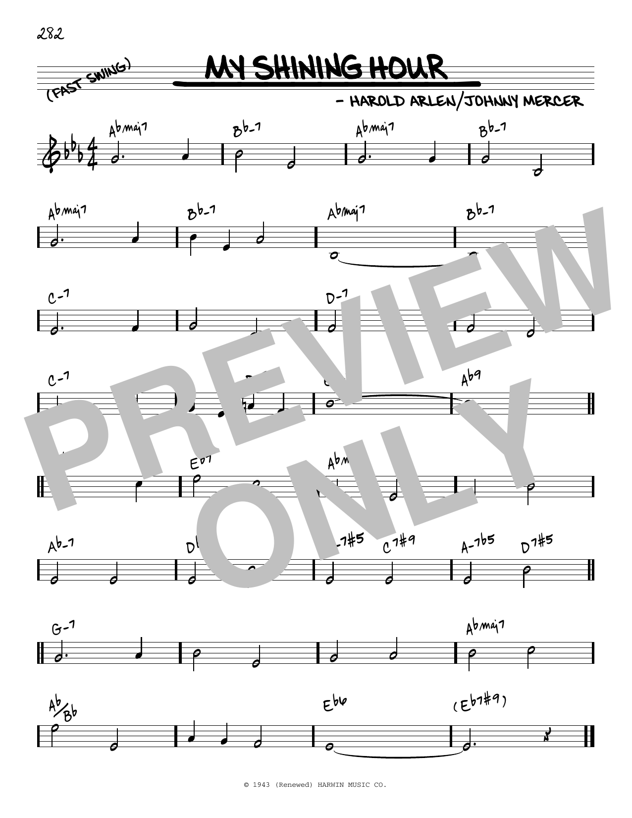 Harold Arlen and Johnny Mercer My Shining Hour [Reharmonized version] (arr. Jack Grassel) Sheet Music Notes & Chords for Real Book – Melody & Chords - Download or Print PDF