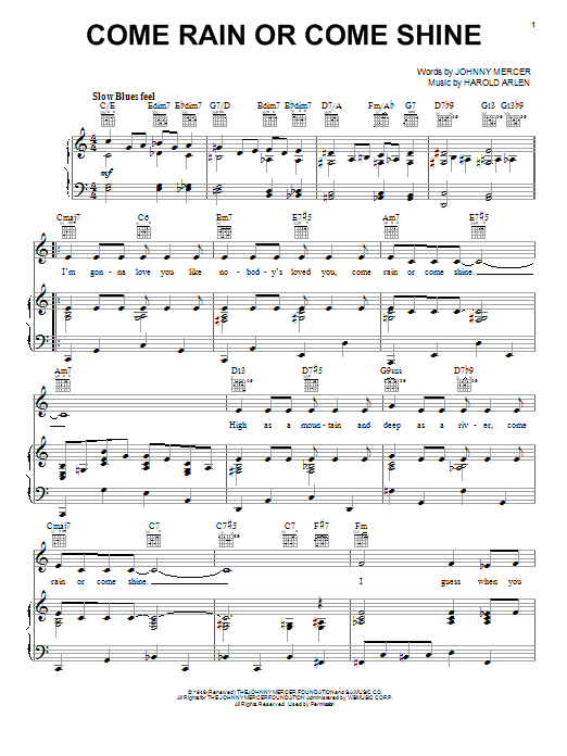 Harold Arlen Come Rain Or Come Shine Sheet Music Notes & Chords for Ukulele - Download or Print PDF