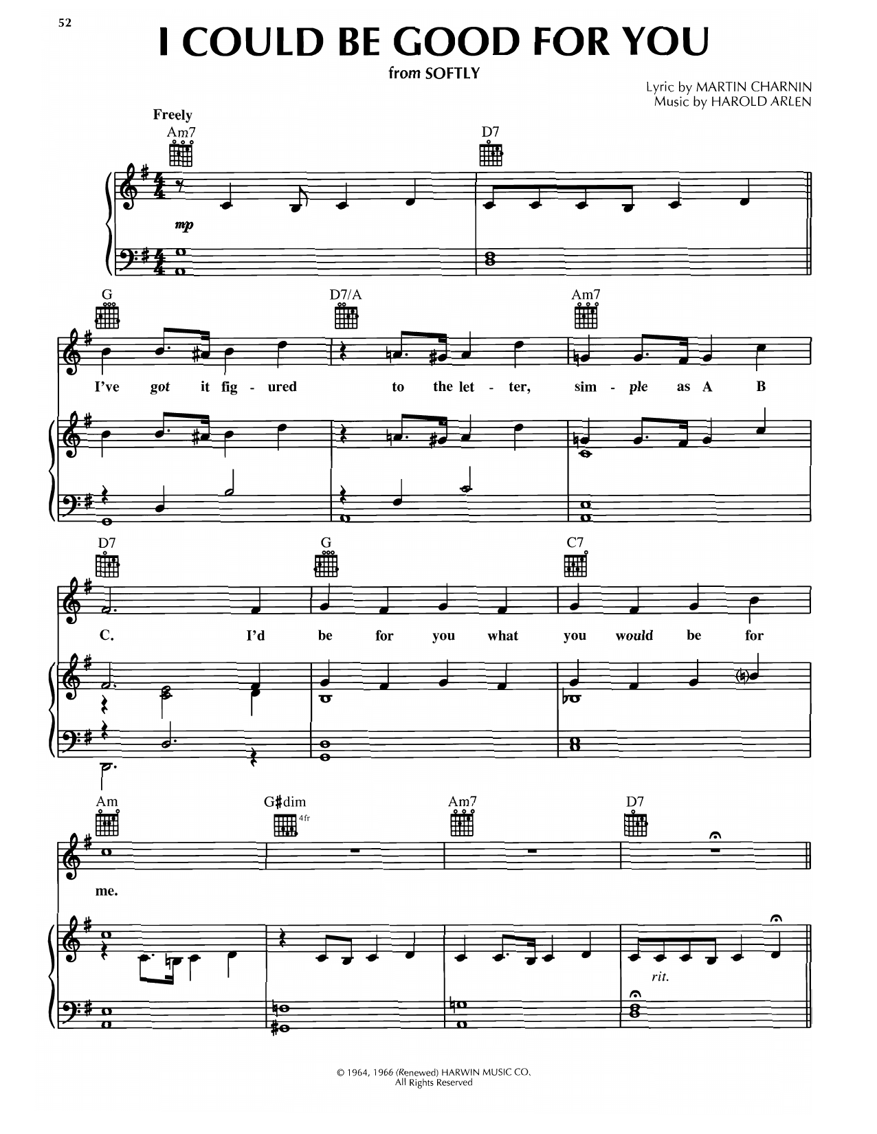 Harold Arlen I Could Be Good For You Sheet Music Notes & Chords for Piano, Vocal & Guitar Chords (Right-Hand Melody) - Download or Print PDF