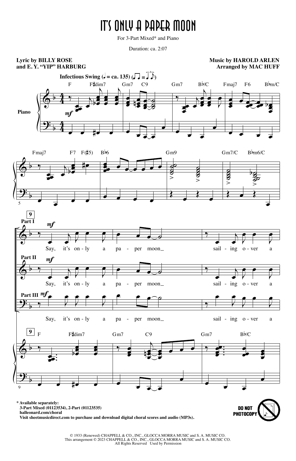 Harold Arlen It's Only A Paper Moon (arr. Mac Huff) Sheet Music Notes & Chords for 2-Part Choir - Download or Print PDF