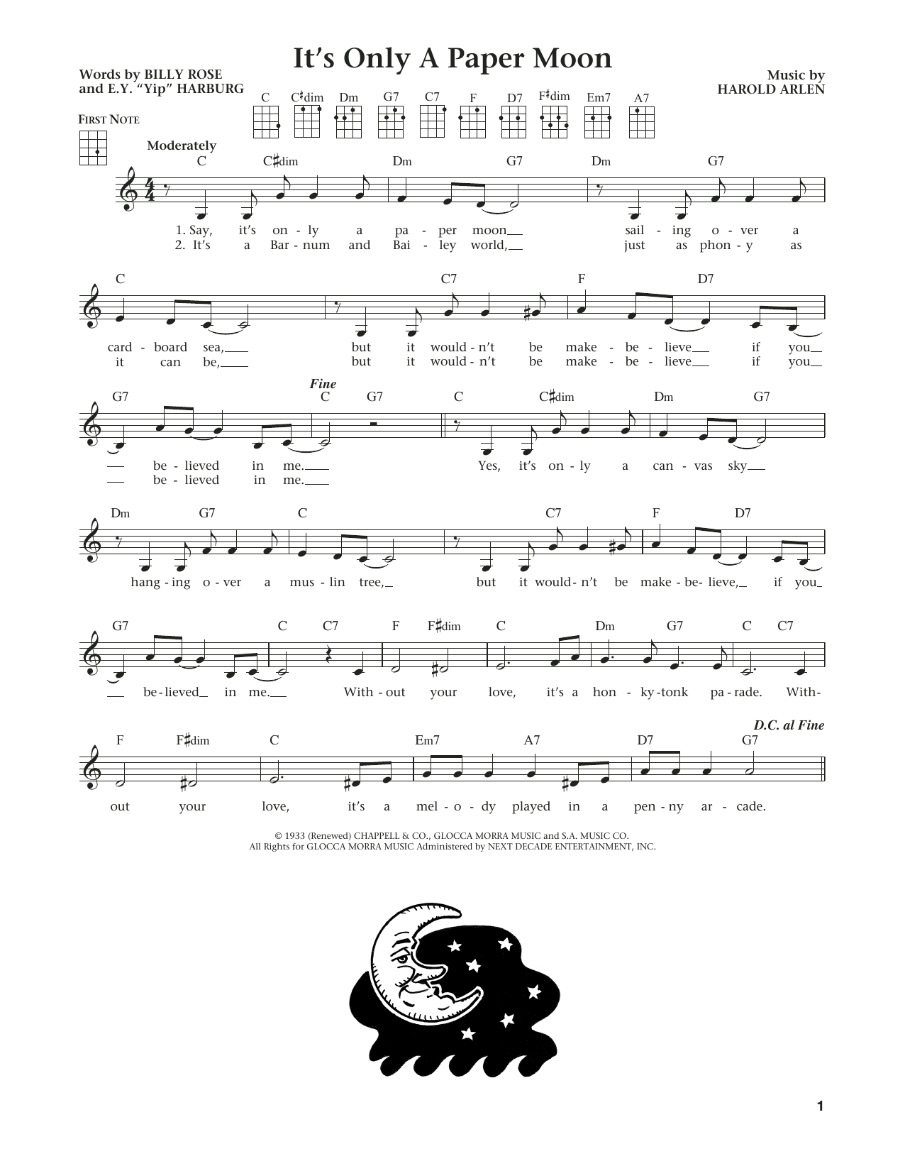 Harold Arlen It's Only A Paper Moon (from The Daily Ukulele) (arr. Liz and Jim Beloff) Sheet Music Notes & Chords for Ukulele - Download or Print PDF