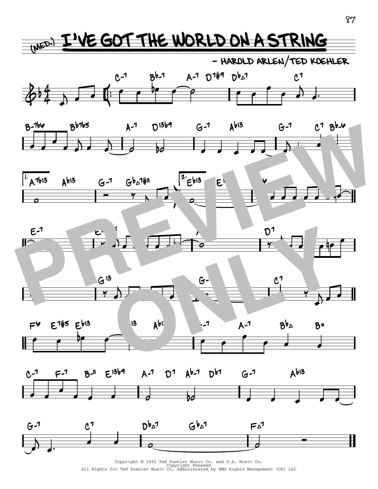 Harold Arlen I've Got The World On A String (arr. David Hazeltine) Sheet Music Notes & Chords for Real Book – Enhanced Chords - Download or Print PDF