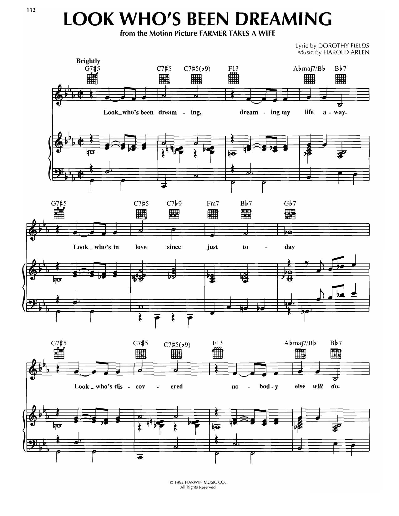 Harold Arlen Look Who's Been Dreaming Sheet Music Notes & Chords for Piano, Vocal & Guitar Chords (Right-Hand Melody) - Download or Print PDF