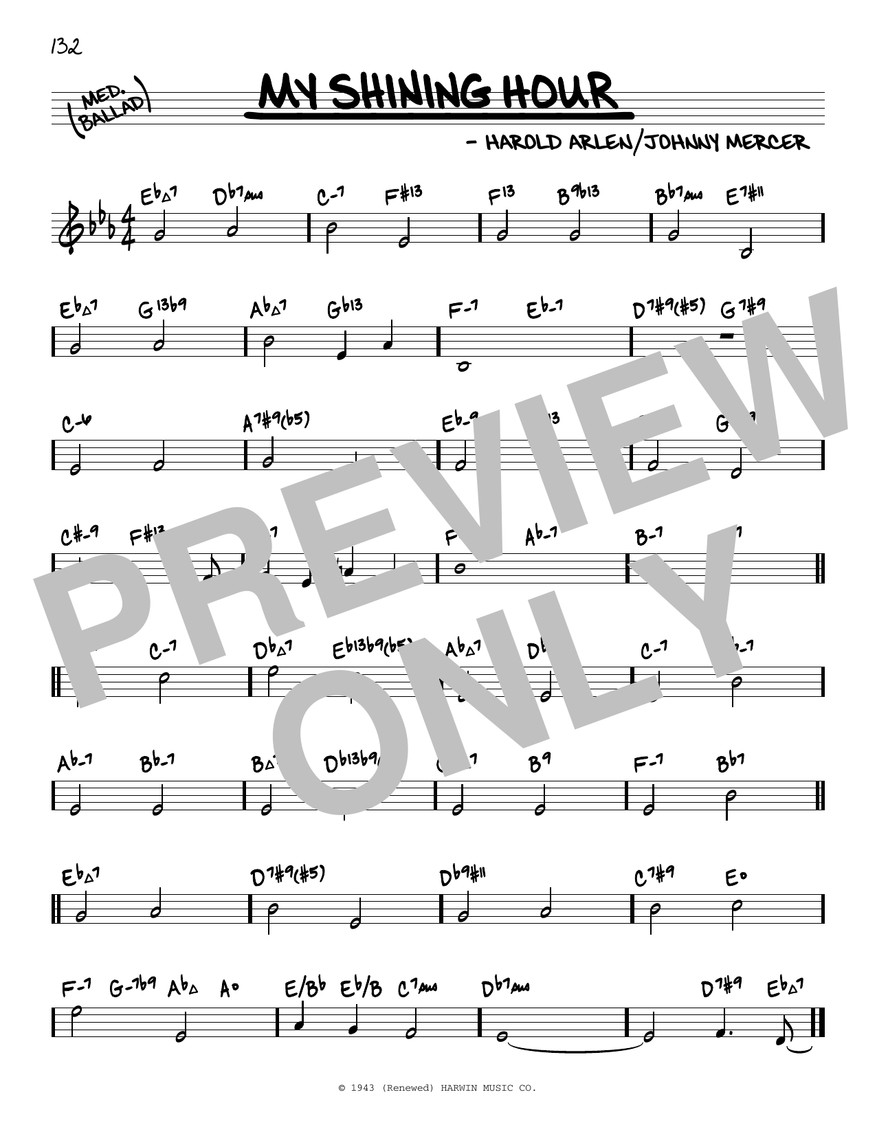 Harold Arlen My Shining Hour (arr. David Hazeltine) Sheet Music Notes & Chords for Real Book – Enhanced Chords - Download or Print PDF