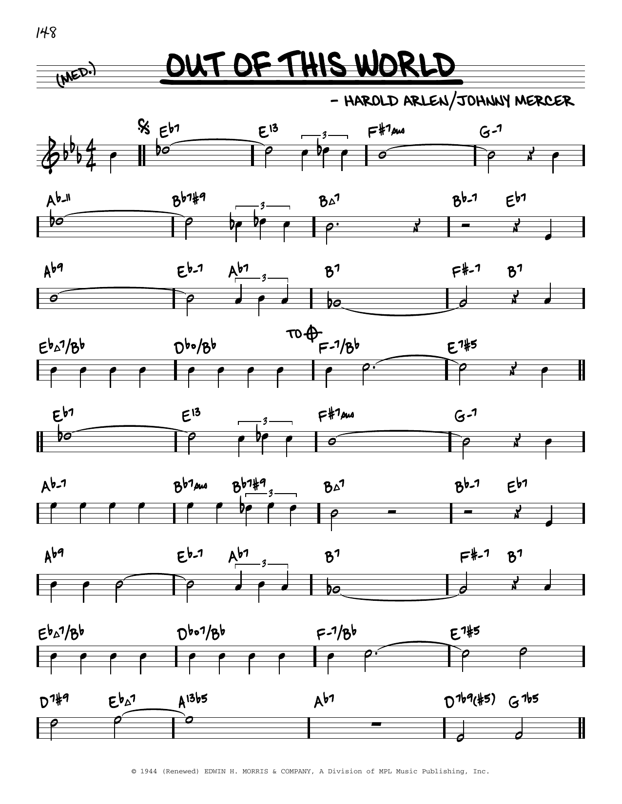 Harold Arlen Out Of This World (arr. David Hazeltine) Sheet Music Notes & Chords for Real Book – Enhanced Chords - Download or Print PDF