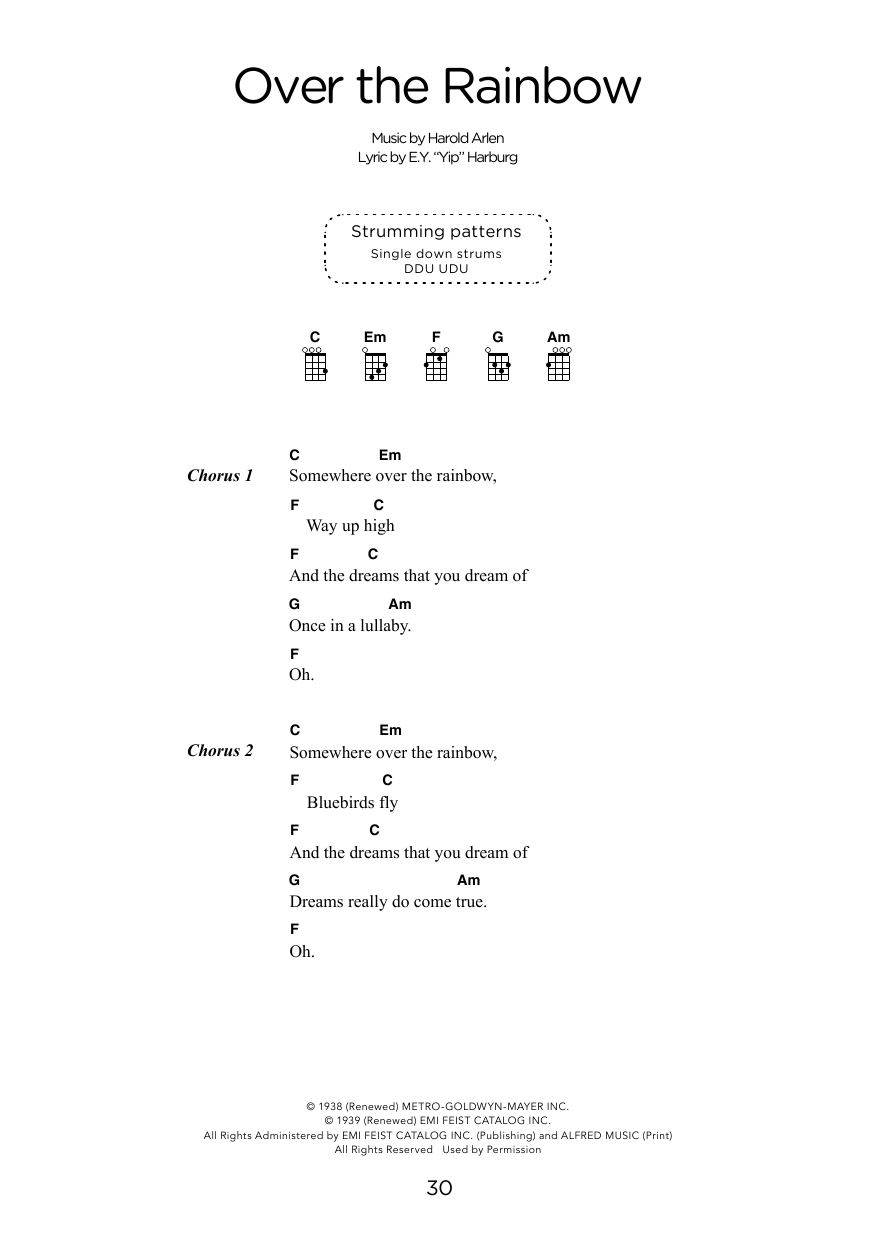 Harold Arlen Over The Rainbow (arr. Elise Ecklund) Sheet Music Notes & Chords for Ukulele Chords/Lyrics - Download or Print PDF