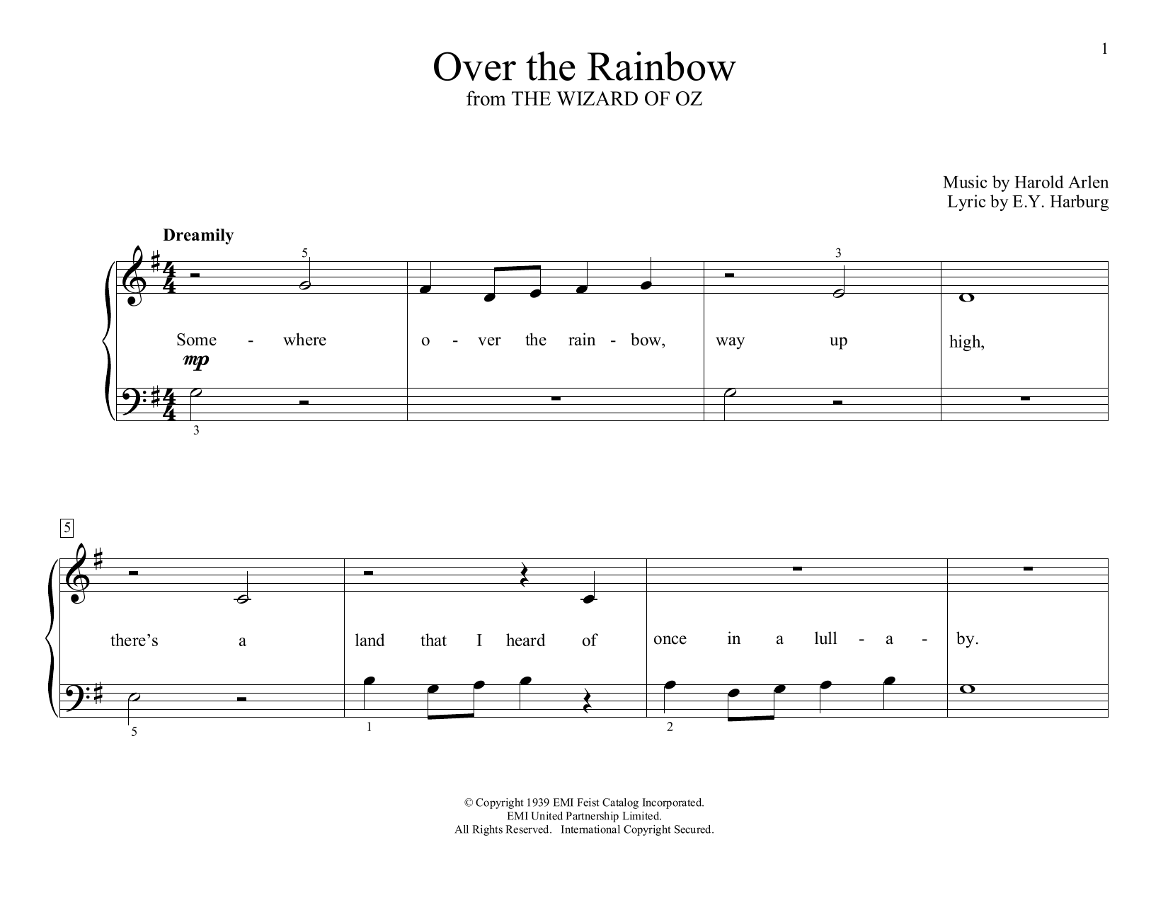 Harold Arlen Over The Rainbow (from The Wizard Of Oz) (arr. Christopher Hussey) Sheet Music Notes & Chords for Educational Piano - Download or Print PDF