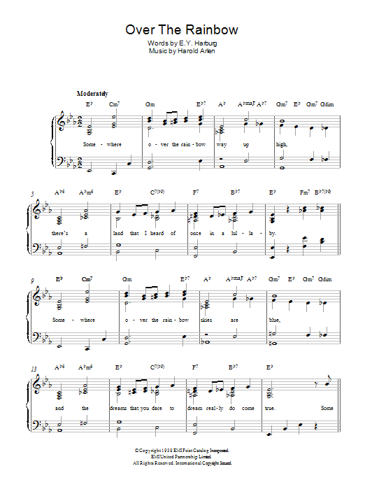 Harold Arlen Over The Rainbow (from The Wizard Of Oz) Sheet Music Notes & Chords for Easy Ukulele Tab - Download or Print PDF