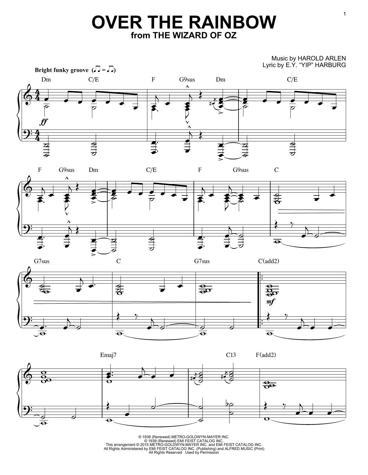 Harold Arlen Over The Rainbow [Jazz version] (arr. Brent Edstrom) Sheet Music Notes & Chords for Piano - Download or Print PDF