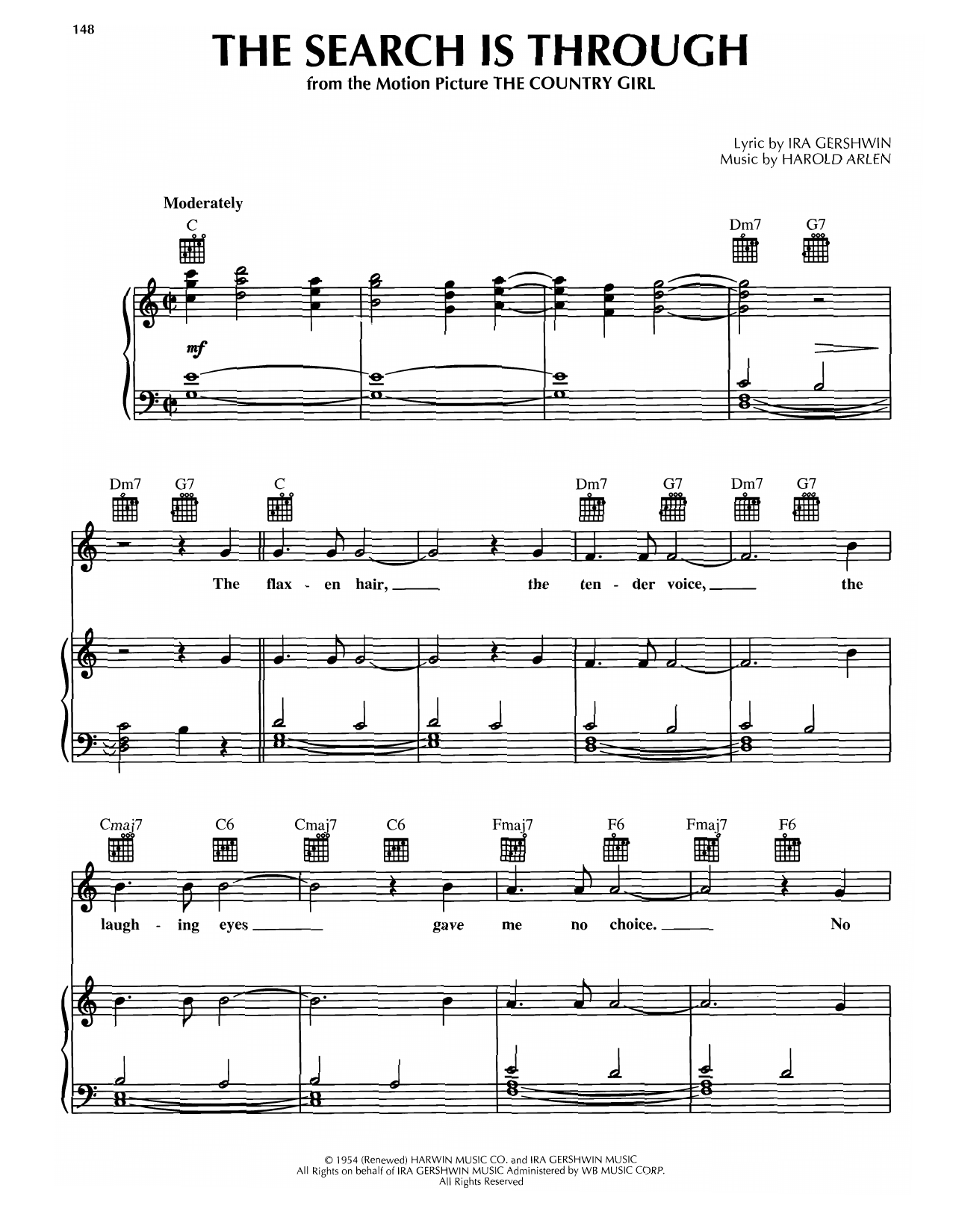 Harold Arlen The Search Is Through Sheet Music Notes & Chords for Piano, Vocal & Guitar Chords (Right-Hand Melody) - Download or Print PDF