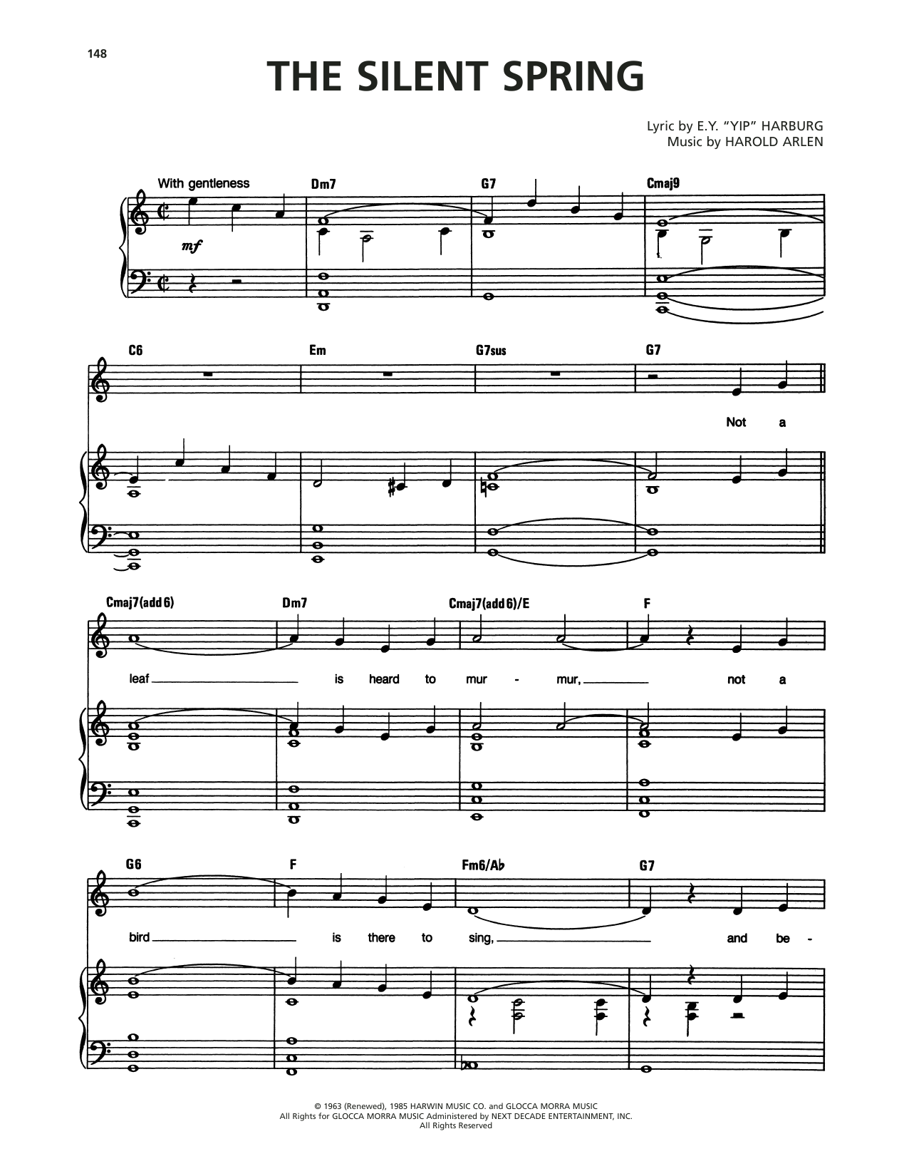 Harold Arlen The Silent Spring Sheet Music Notes & Chords for Piano, Vocal & Guitar Chords (Right-Hand Melody) - Download or Print PDF