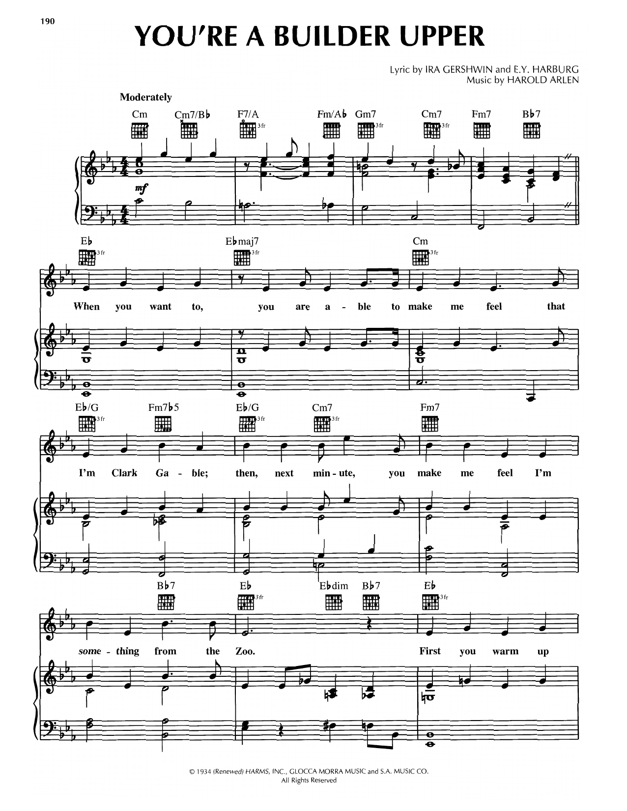 Harold Arlen You're A Builder Upper Sheet Music Notes & Chords for Piano, Vocal & Guitar Chords (Right-Hand Melody) - Download or Print PDF