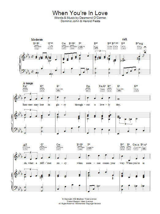 Harold Fields When You're In Love Sheet Music Notes & Chords for Piano, Vocal & Guitar (Right-Hand Melody) - Download or Print PDF