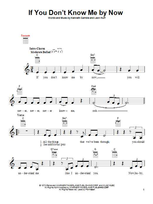 Harold Melvin & The Blue Notes If You Don't Know Me By Now Sheet Music Notes & Chords for Ukulele - Download or Print PDF