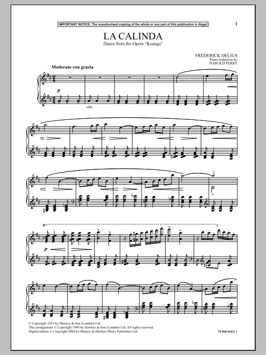 Harold Perry La Calinda (Dance from The Opera Koanga) Sheet Music Notes & Chords for Piano Solo - Download or Print PDF