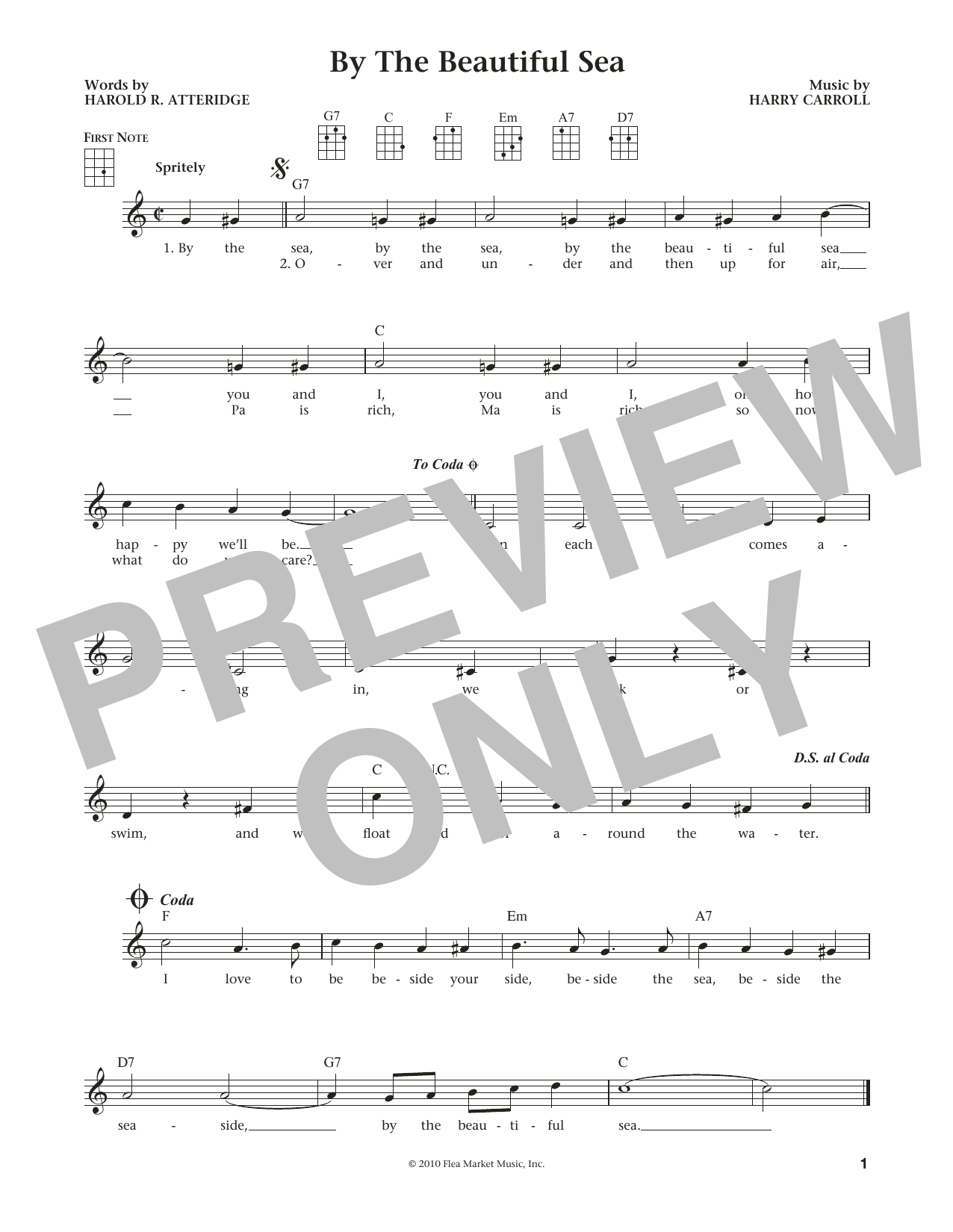 Harold R. Atteridge By The Beautiful Sea (from The Daily Ukulele) (arr. Liz and Jim Beloff) Sheet Music Notes & Chords for Ukulele - Download or Print PDF