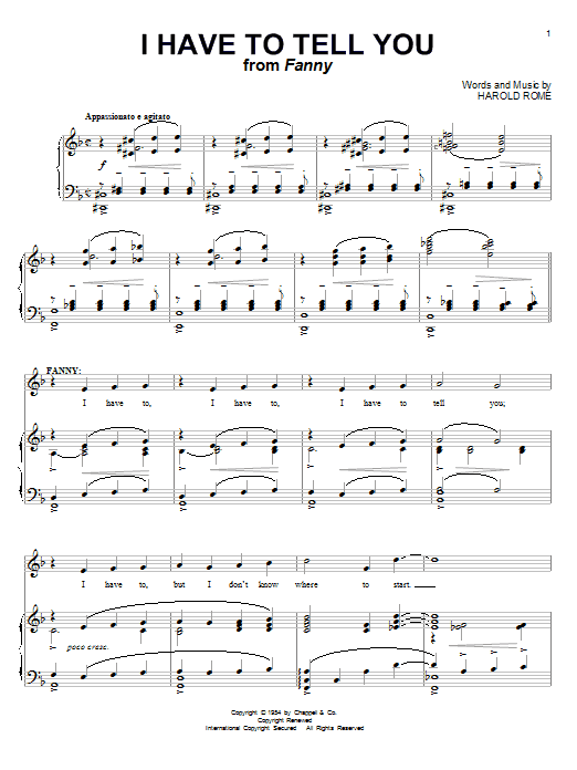 Harold Rome I Have To Tell You Sheet Music Notes & Chords for Piano & Vocal - Download or Print PDF