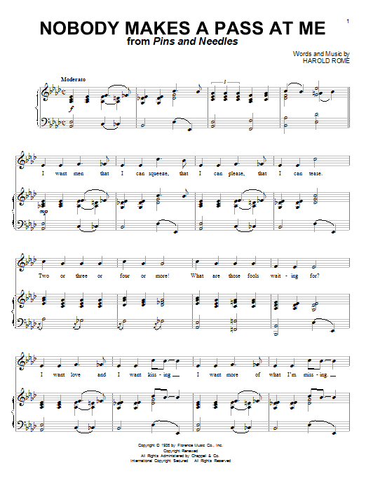 Harold Rome Nobody Makes A Pass At Me Sheet Music Notes & Chords for Piano & Vocal - Download or Print PDF