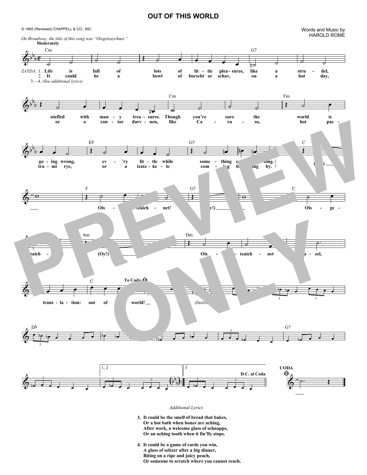 Harold Rome Out Of This World Sheet Music Notes & Chords for Lead Sheet / Fake Book - Download or Print PDF